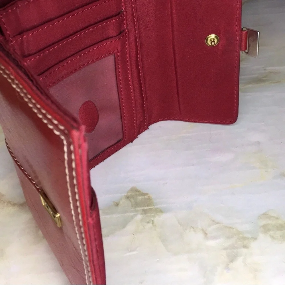 Vintage Y2K Liz Claiborne Dark Red Faux Leather Trifold Wallet